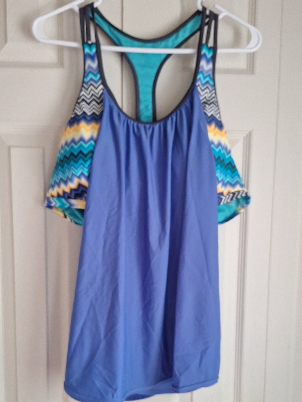 Blue Chevron Racerback Tankini Top